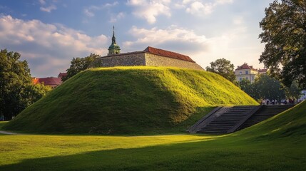 Mound in Krakow. Old Historical Landmark of Poland