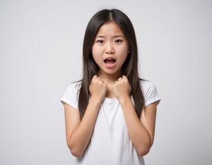  asian woman with a surprised expression on her face.