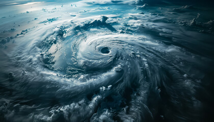 Wall Mural - A swirling storm in the sky with a bright orange sun in the background