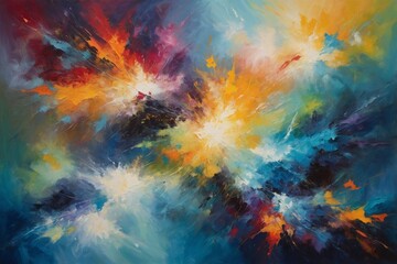 Colorful abstract explosion of paint with dynamic texture