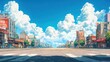 © ST22Studio - Retro Street Fighter Arcade Game Background with Empty Sky for Text Overlay