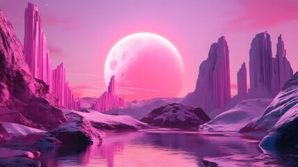 Sticker - pink futuristic background