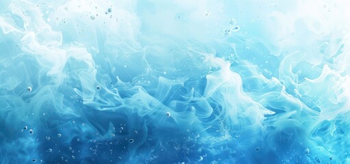 Canvas Print - Abstract Blue and White Swirling Water with Bubbles