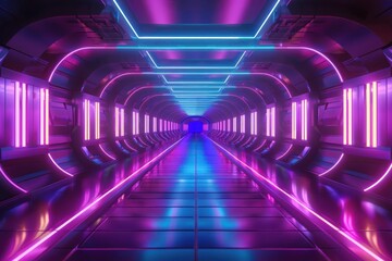 Poster - Neon Lights Tunnel