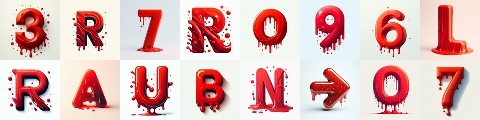 Red Lettering Typeface. AI generated illustration