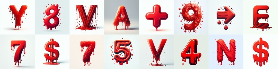 Red Lettering Typeface. AI generated illustration