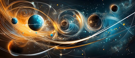 Wall Mural - Abstract Space Background with Planets and Stars.