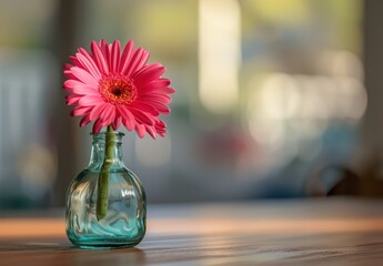 Canvas Print - Pink Gerbera Daisy in a Glass Vase