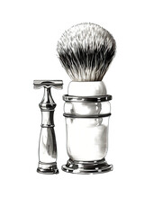 Black and white sketch of barber brush tool