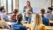 © Dushan - female teacher explaining something to a university