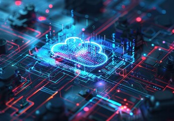 Wall Mural - Cloud Computing on a Circuit Board