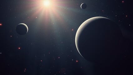 Poster - Planets and a bright star in space.