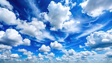 Wall Mural - Clear blue skies with white fluffy clouds