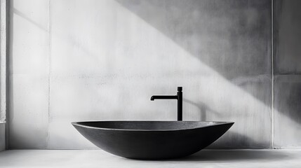 Wall Mural - Modern Black Vessel Sink Against White Wall