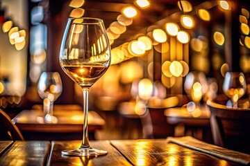 Closeup shot of elegant macro wine glass on a restaurant table