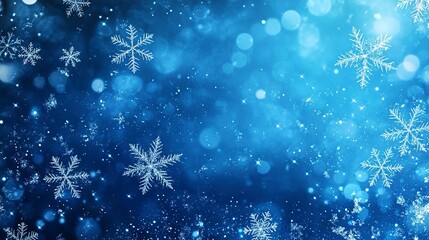 Poster - blue christmas background with snowflakes 