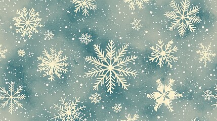 Poster -   Watercolor snowflakes on blue, white on left