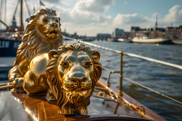 lion on the roof of a building