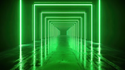 Wall Mural - Neon Green Corridor