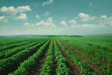 Wall Mural - field and blue sky