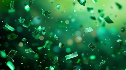 Sticker - Abstract background with green confetti 