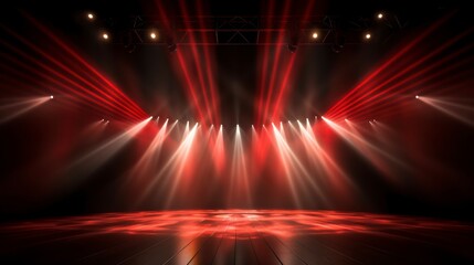 Poster - Stage Spotlight with Red Spotlights, Stage Podium Scene, Stage Background