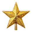 © kanoktuch - Golden glitter star tree topper, sparkling with festive shine, ideal for decorating Christmas trees and adding a touch of elegance to holiday decor. Isolated on transparent background, png.
