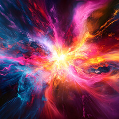 Wall Mural - Colorful explosion of light, bursting with vibrant hues and energy image 