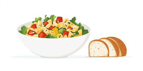 Poster - Pasta salad with a variety of vegetables in a bowl