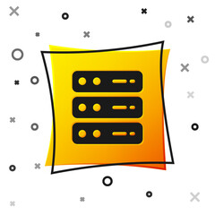 Sticker - Black Server, Data, Web Hosting icon isolated on white background. Yellow square button. Vector