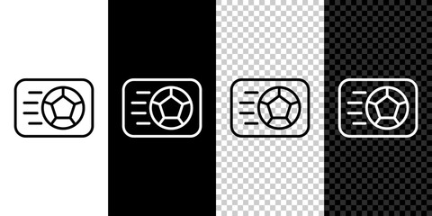 Canvas Print - Set line Soccer football ball icon isolated on black and white, transparent background. Sport equipment. Vector