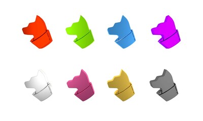 Sticker - Colorful Cat icon isolated on white background. Minimalism concept. 3D render illustration