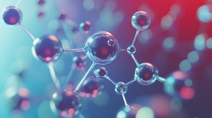 atoms or molecules scientific illustration banner with generative ai concept, featuring small interc