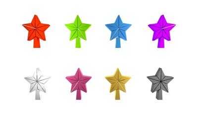 Poster - Colorful Christmas star icon isolated on white background. Merry Christmas and Happy New Year. Minimalism concept. 3D render illustration