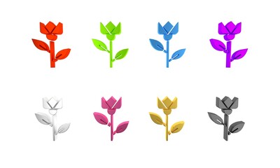 Sticker - Colorful Flower tulip icon isolated on white background. Minimalism concept. 3D render illustration