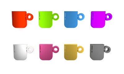 Sticker - Colorful Coffee cup icon isolated on white background. Tea cup. Hot drink coffee. Minimalism concept. 3D render illustration