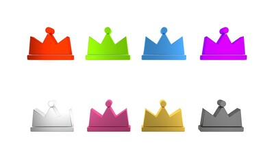 Wall Mural - Colorful Crown icon isolated on white background. Minimalism concept. 3D render illustration