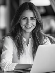 Poster - Elegant Businesswoman in a Modern Office