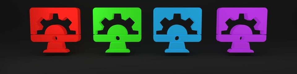 Wall Mural - colorful software, web development, programming concept icon isolated on black background. programmi