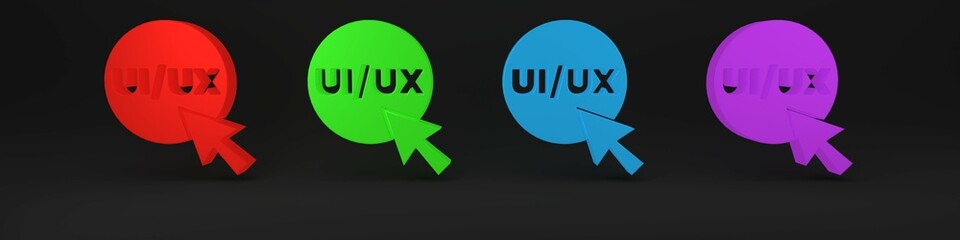 Wall Mural - colorful ui or ux design icon isolated on black background. minimalism concept. 3d render illustrati