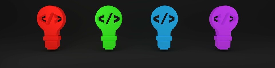 Wall Mural - colorful web design and front end development icon isolated on black background. minimalism concept.