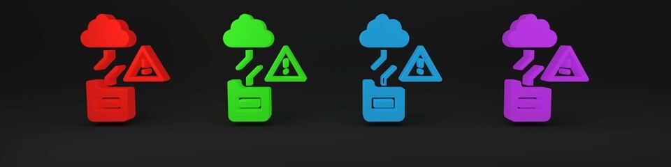 Sticker - Colorful Cloud technology data transfer and storage icon isolated on black background. Minimalism concept. 3D render illustration