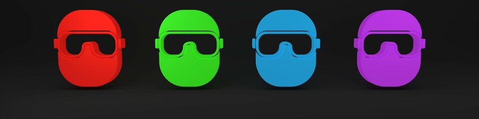 colorful ski goggles icon isolated on black background. extreme sport. sport equipment. minimalism c