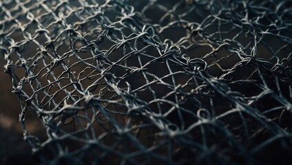 A dusty, eerie metal mesh close-up, creating a mysterious atmosphere.
