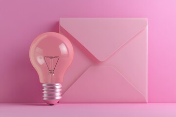 A light bulb is inside an envelope on a background