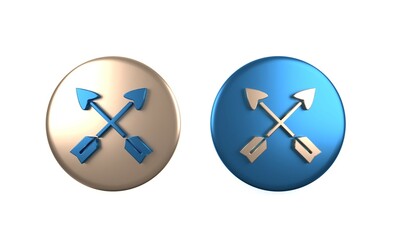 Sticker - Colorful Crossed arrows icon isolated on white background. Circle button. 3D render illustration