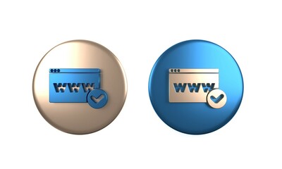 Sticker - Colorful Website template icon isolated on white background. Internet communication protocol. Circle button. 3D render illustration