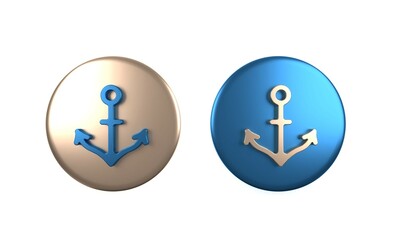 Wall Mural - Colorful Anchor icon isolated on white background. Circle button. 3D render illustration