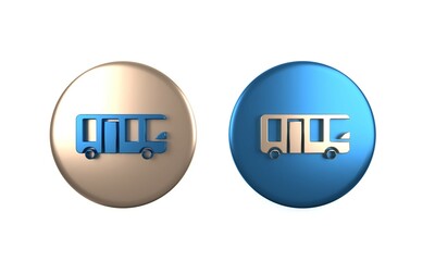 Wall Mural - Colorful Airport bus icon isolated on white background. Circle button. 3D render illustration