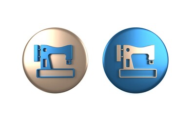 Wall Mural - Colorful Sewing machine icon isolated on white background. Circle button. 3D render illustration